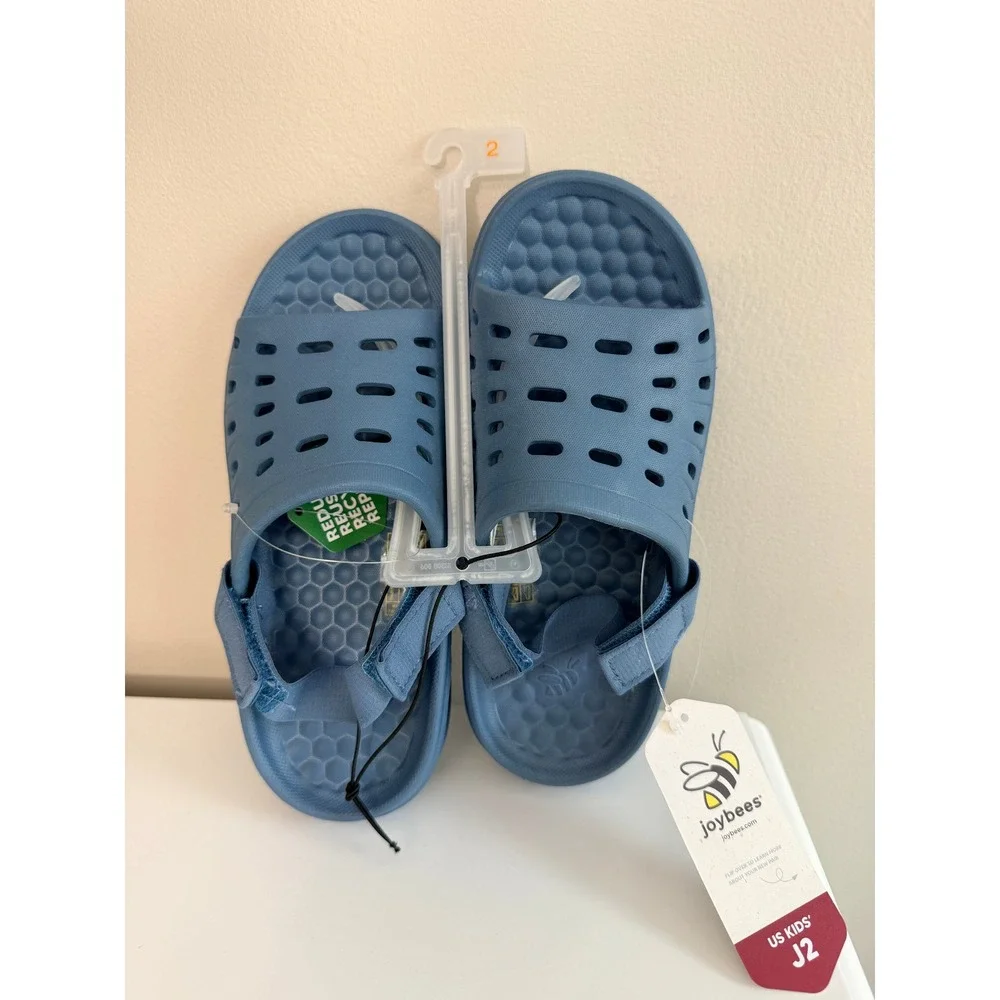 Joybees Adventure Sandal Kids Size J2 Blue Lightweight Water Slides NWT